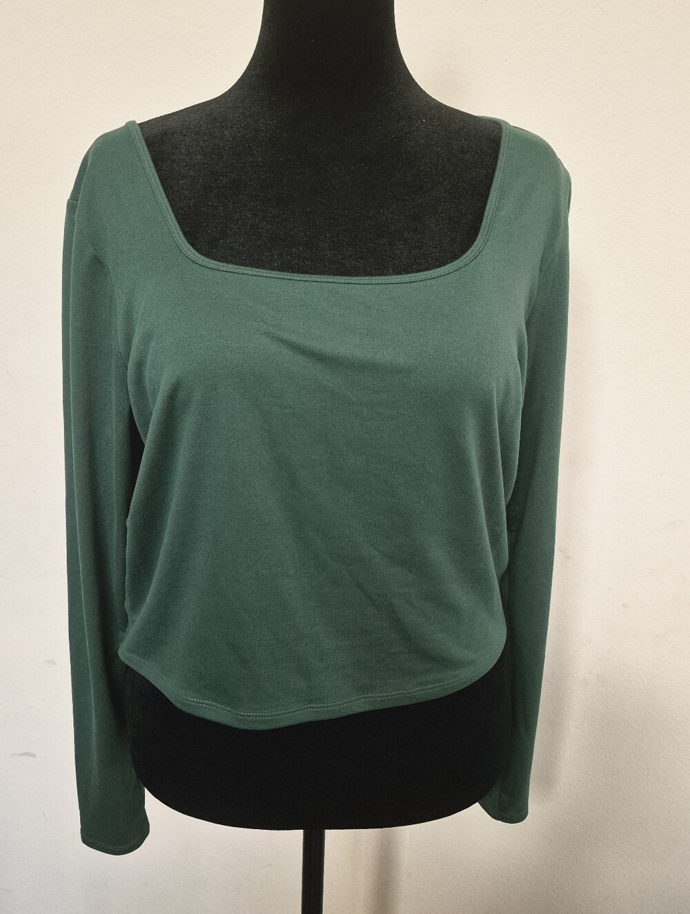 Hollister Dark Green Cropped Long Sleeve Square Neck Top Size XXL